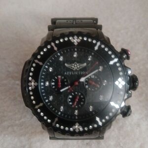 Affliction Viceroy Elite Mens Bla 52mm Carbon Fiber Dial Savortzy Crystal Bezel